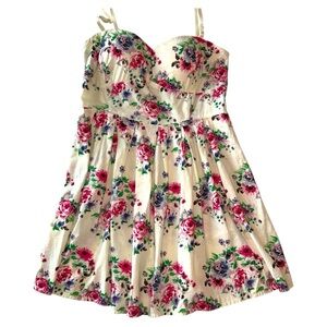 No Boundaries Floral Mini Dress in Cream and Pink